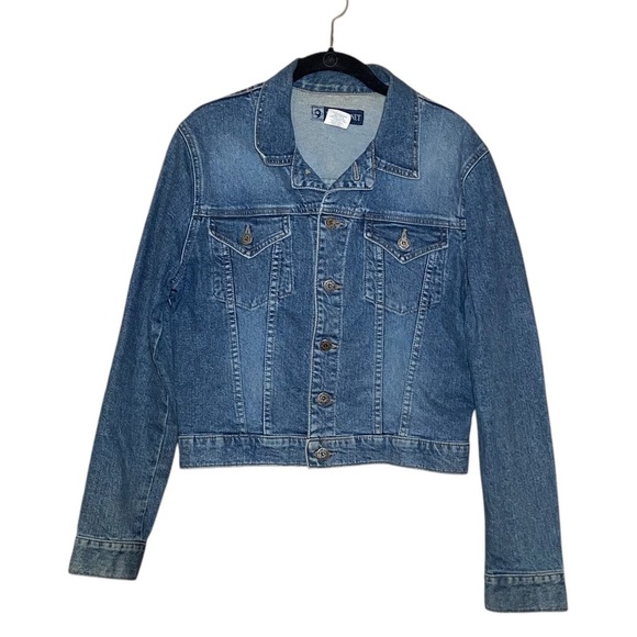 Vintage Retro Nine Planet 90s Blue Jean Button Front Jacket Large - Picture 1 of 5